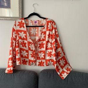 Lisa Says Gah Orange Daisy Camilla Top